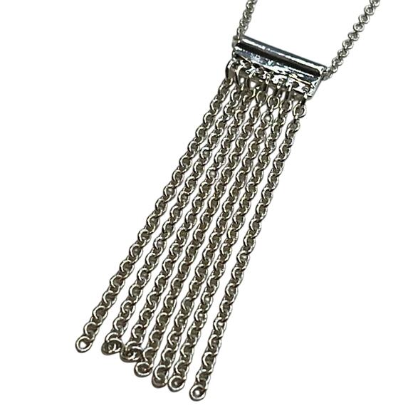 Touch of Silver Long Chain Necklace w/ Chain Fringe Accents, NWT! - Picture 2 of 3